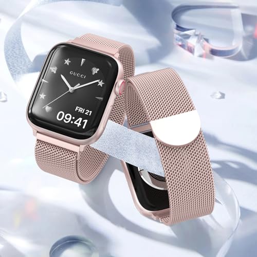 Original Stainless Steel Mesh Loop Compatible with Apple Watch Bands Women | Men 38mm 40mm 41mm 42mm 44mm 45mm 46mm 49mm, Magnetic Clasp for iWatch Bands Series 12 11 10 9 8 7 6 5 4 Ultra SE 3 2 1