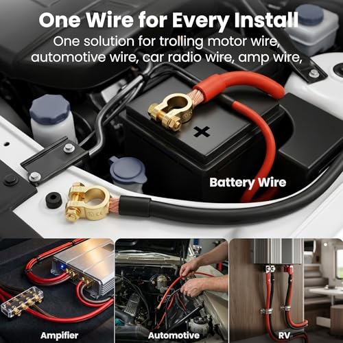 GEARit 4 Gauge Wire 25 FT Black + 25 FT Red, 4 AWG Amp Wire Battery Wires | Automotive Power Ground Cable for Car Audio Amp,RV,Trailer,Subwoofer,Inverter,Generator,Solar,Speaker,Truck(CCA,Black Red)