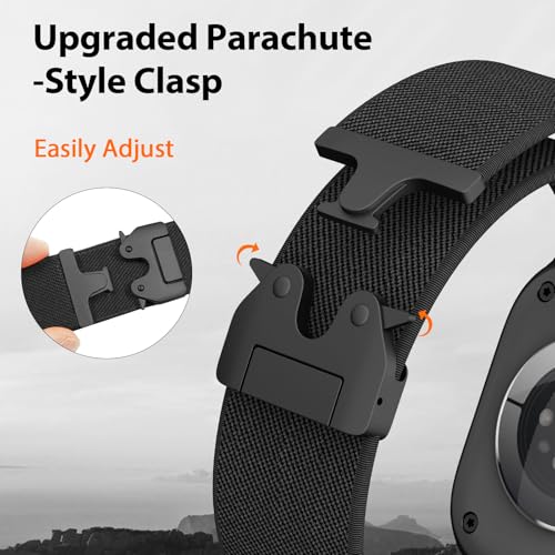 Elastic Sport Band for Apple Watch Ultra 4/3/2 Band 49mm 46mm 45mm 44mm 42mm 41mm 40mm Men, Adjustable Parachute Buckle Nylon Fabric Wristband for iWatch Series 12 11 10 SE 9 8 7 6 5 4 3