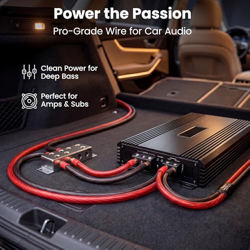 GEARit 4 Gauge Wire 25 FT Black + 25 FT Red, 4 AWG Amp Wire Battery Wires | Automotive Power Ground Cable for Car Audio Amp,RV,Trailer,Subwoofer,Inverter,Generator,Solar,Speaker,Truck(CCA,Black Red)