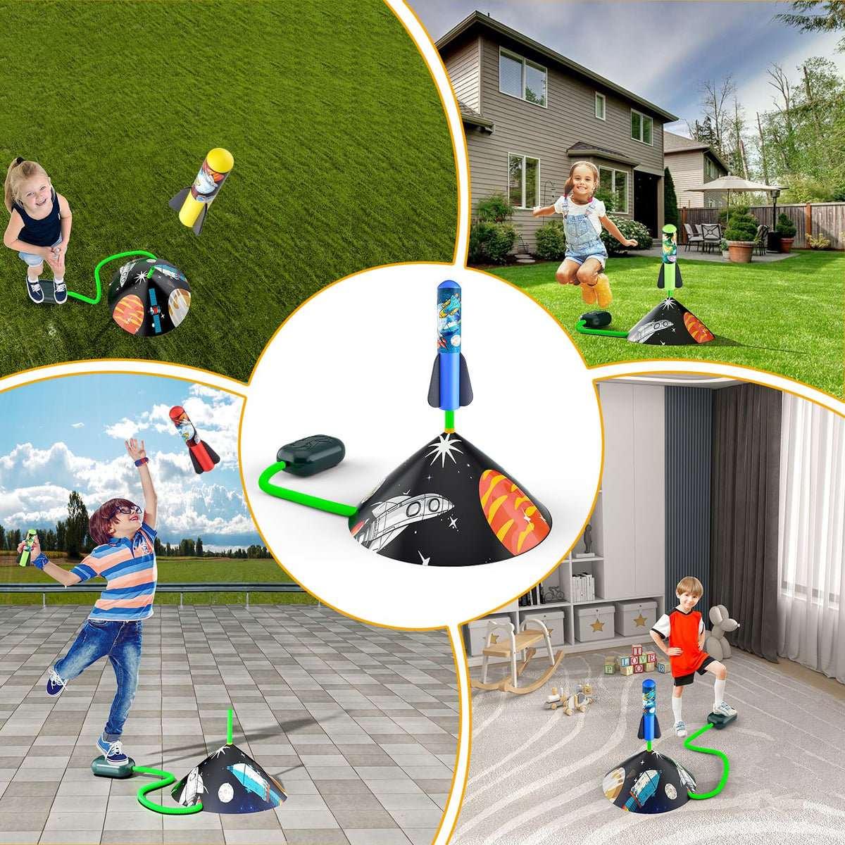 Toy Rocket Launcher for Kids - Outdoor Toys for Kids Ages 4-8, 8 Rockets | Launch up to 100 Ft, 3 4 5 6 7 Year Old Boys Birthday Gifts, Rockets Kids Toys for Boys, Toy for Toddlers Age 3+