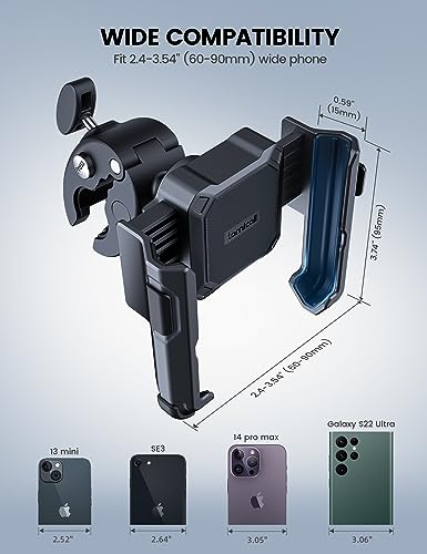 Lamicall Motorcycle Bike Phone Mount, 1s Lock Bike Phone Holder | Camera Friendly Bicycle Phone Clip, Scooter Accessories Gifts for iPhone 18 17 Pro Max, Galaxy S25 Ultra, 4.7-7" Phones