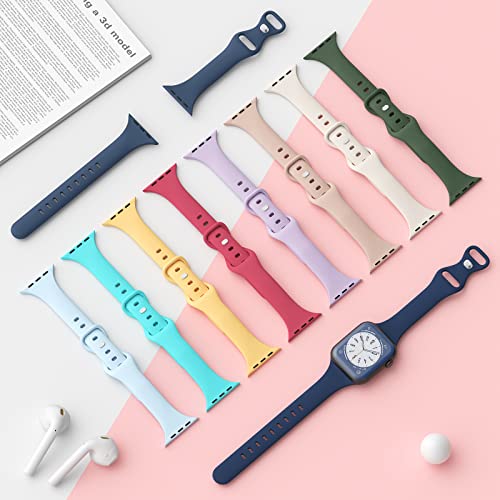 Thin Sport Silicone Slim Band Compatible with Apple Watch Bands Women Men | Soft Narrow Strap Wristband for iWatch 38mm 40mm 41mm 42mm 44mm 45mm 46mm 49mm Series 11/10/9/8/7/SE/6/5/4 Ultra 3 2 1
