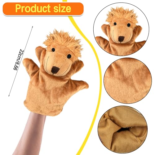 6 PCS Hand Puppets Set Animal Plush Puppet | Storytelling Teaching Toys for Kids Classroom Shows Birthday Party Favor Supplies Elephant Tiger Giraffe Monkey Lion Hippo