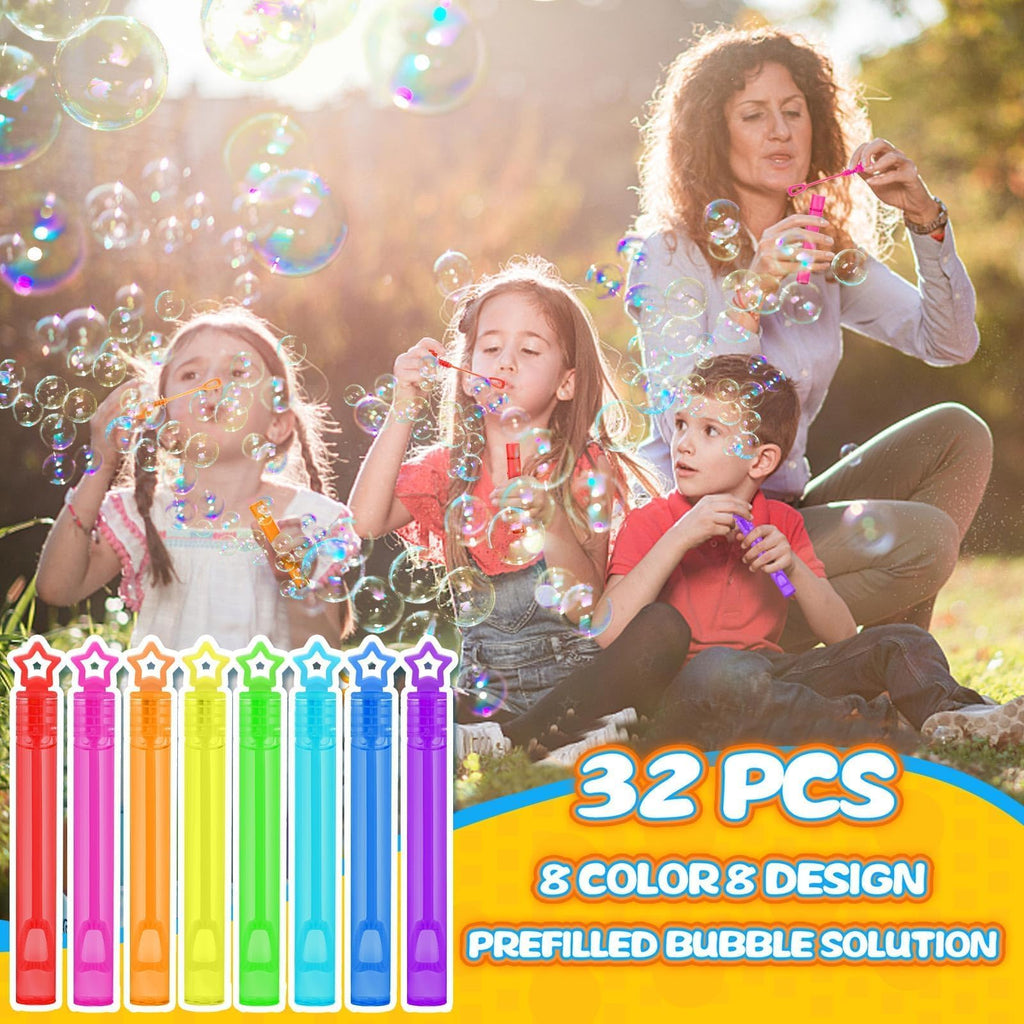 32 Pcs 8 Colors Neon Mini Star Bubble Wand, Party Favors for Kids | Bulk in Gift Box as Classroom Giveaways, Carnival Prizes, Goody Bag Stuffers, Birthday Treats, Party Supplies Toy For Toddler