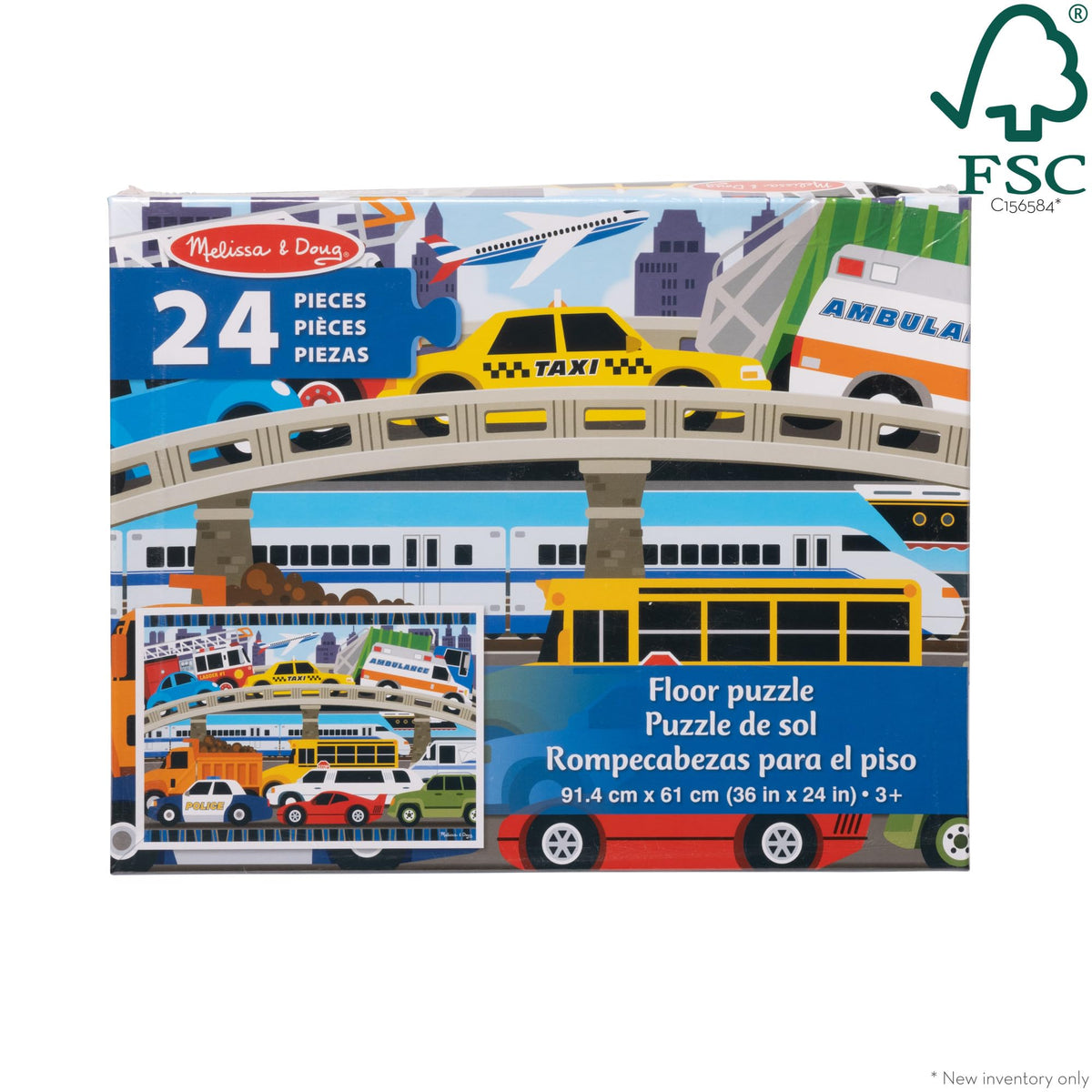 Melissa & Doug Traffic Jam Jumbo Floor Puzzle 24-Piece Set