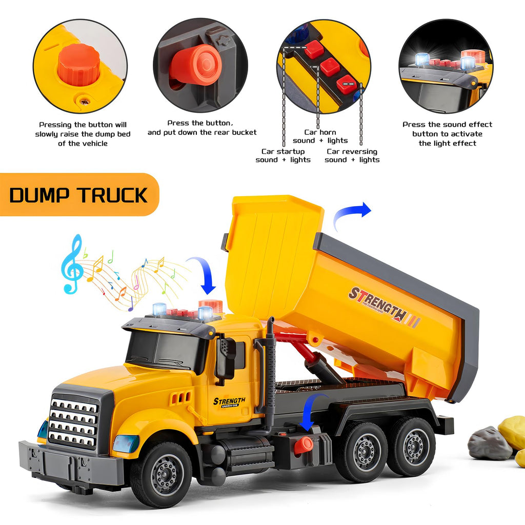 LerBao 2 Pack Construction Engineering Truck Toys,Moveable Claw Excavator & Lifting Back Dump Truck Toy for 3 4 5 6 7 8 Years Old Boys Kids Childs Toddlers Christmas Birthday Gifts