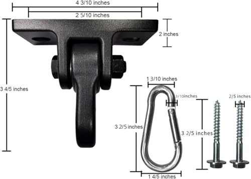 ABUSA Heavy Duty Black Swing Hangers Screws Bolts Included Over 5000 lb Capacity Playground Porch Yoga Seat Trapeze Wooden Sets Indoor Outdoor 2 Pack
