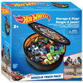 Hot Wheels ZipBin Wheelie Track Pack - Portable Toy Car Storage, Ages 3+ | Unzips Into 35.5in Racetrack Play Mat, Holds 100 Cars, Circle Tire Design with Carrying Handles for Travel, Ages 3+