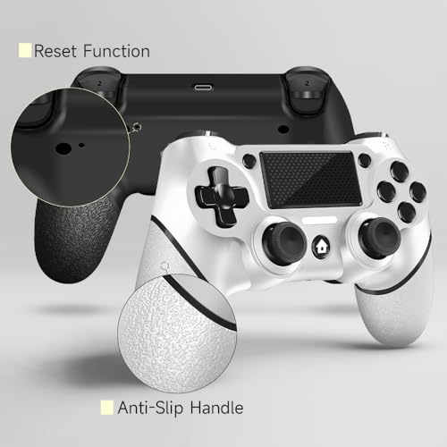 AceGamer 2 Pack for PS4 Controller, Wireless Controller for PS4/Pro/Slim/PC, with Non-Slip Grip of Both Sides and USB-C Cable! (Black and White)
