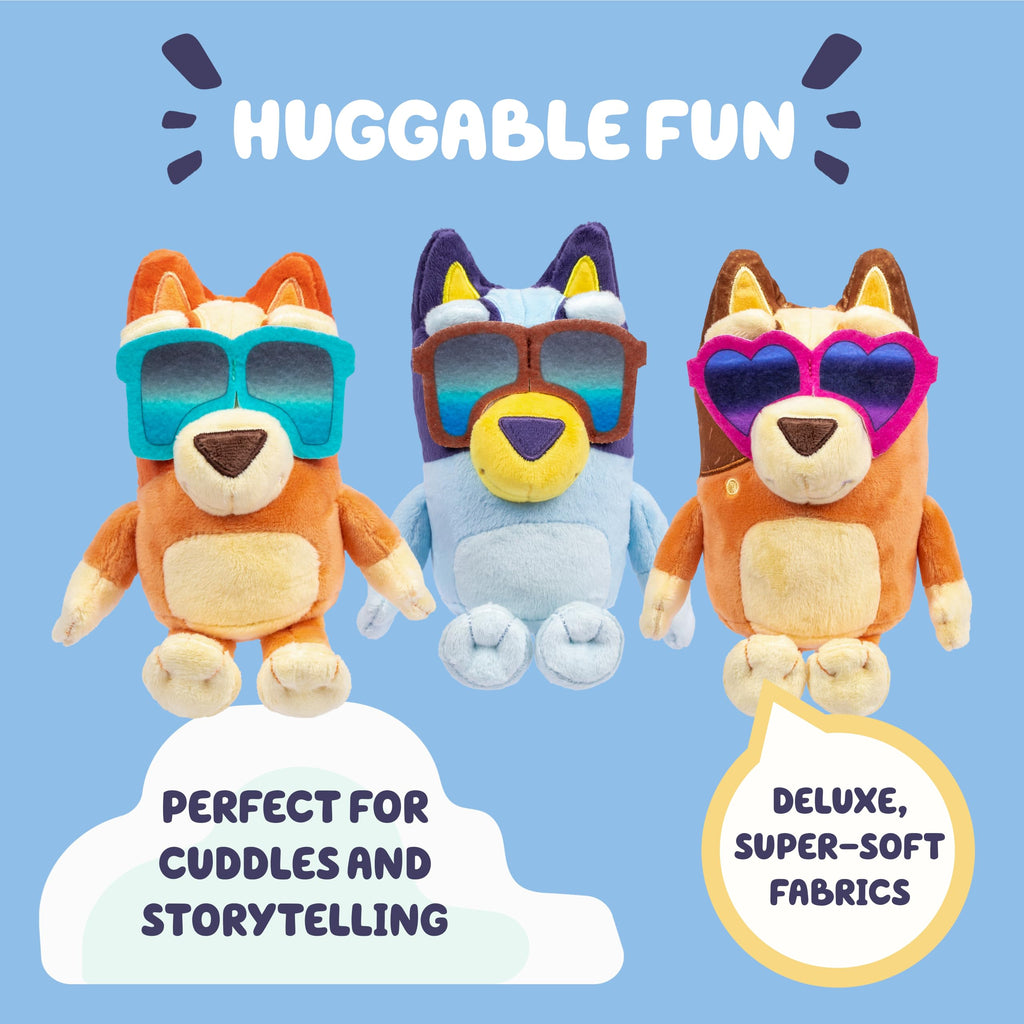 Bluey Big Heeler 4WD Toy Car, Bingo & Chilli Plush Buddies | Mega-sized car with opening hood storage & sticker sheet; Bluey toys for kids ages 3+, Amazon Exclusive