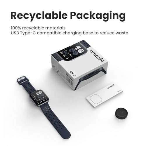 Amazfit Bip 6 Smart Watch, 1.97" AMOLED Display, GPS, iOS/Android | 46mm, 14-Day Battery, Bluetooth Call & Text, Water-Resistant, Free Maps, AI, Health & Sleep Tracker, 140+ Workout Modes