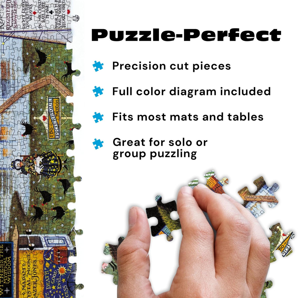 Buffalo Games - Charles Wysocki Know It All - 1000 Piece Puzzle for Adults | Story-Rich Folk Art Village Scene, Precision-Cut Snap Fit, Poster Included, 1000 Piece Puzzle for Adults, Jigsaw Puzzles