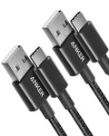 Anker USB A to USB C Cable, USB to USB C Cable(2Pack,3ft,Black) | For iPhone 17 Series, Samsung Galaxy S10 / S10+, LG V30, Beats Fit Pro, and More