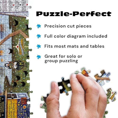 Buffalo Games - Charles Wysocki Know It All - 1000 Piece Puzzle for Adults | Story-Rich Folk Art Village Scene, Precision-Cut Snap Fit, Poster Included, 1000 Piece Puzzle for Adults, Jigsaw Puzzles