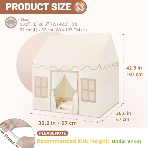 Senodeer Kids Play Tent Indoor: with Mat, Tassel Garland - Girl Tent Indoor Playhouse for Kids Toys for Boy Girl Birthday Gift