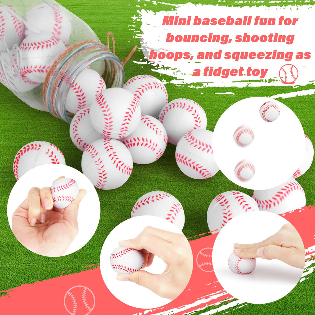 Hxezoc 20 Pieces Mini Baseball Stress Balls Baseball Party Favors Foam Sports Balls Small Squeeze Anxiety Bulk Toy Ball for Kids Birthday Party, School Reward Carnival Party Supplies