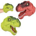 2 Pack Stretchy Dinosaur Hand Puppets - Realistic Soft Rubber T-Rex Toys | Green & Red Dino Party Favors, Classroom Storytelling, Kids Bath Roleplay Gifts, Outdoor Goodie Bags