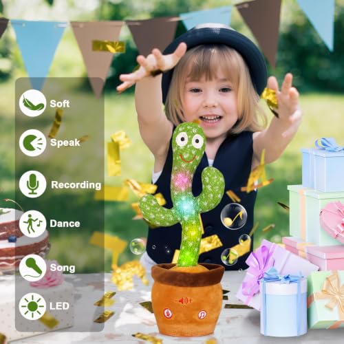 Emoin Talking Cactus Toy, Interactive Toys Dancing Cactus Toy Mimicking Repeating What You Say, Toddler Infant Baby Toys Gifts for 6 7 8 9 10 Month Old Baby Toys for 1 2 3 Year Old Boy Girl