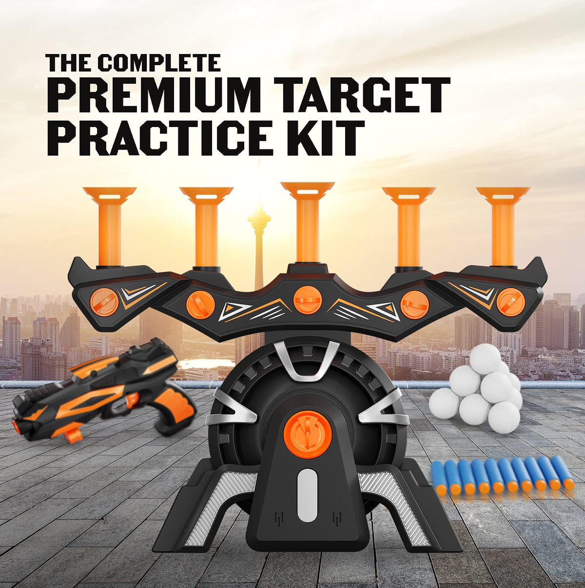 Hover Shot Shooting Toy for Kids - Ball Target Game for Nerf Guns Cool Birthday Gifts Toys for Boys Age 6+ Year Old Boy Best Teenage Gift Idea - Gun, Targets & Darts
