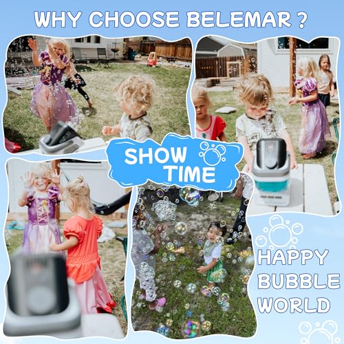 Upgraded Bubble Machine Outdoor Toys for Kids & Wedding Party | Auto Rotation,Type-C Rechargeable,Remote Control,RGB Lights