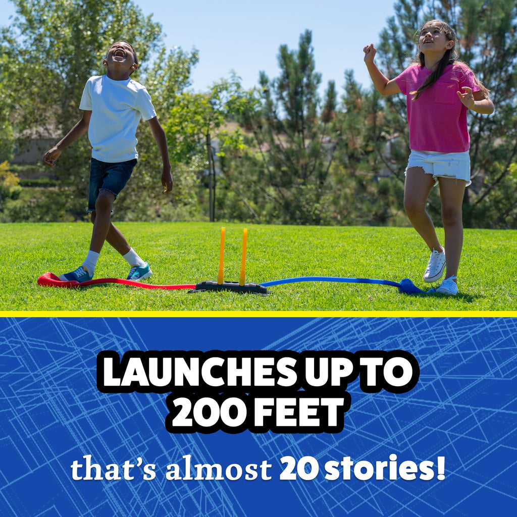 Stomp Rocket Original Dueling Rocket Launcher for Kids, 8 Rockets | Fun Outdoor Toys for Boys & Girls, Ages 5 & Up - Soft Foam Tipped Blaster Set with Mutiplayer Launch Stand Soars Up to 200ft