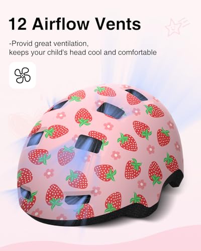 Toddler Helmet,Adjustable Dial Fit Baby Infant Bike Helmet for Ages 1-6 | CPSC,45-54cm,Lightweight,12 Vents,2 Washable Liners,PC+EPS,for Bike/Scooter/Tricycle, with Dust Bag
