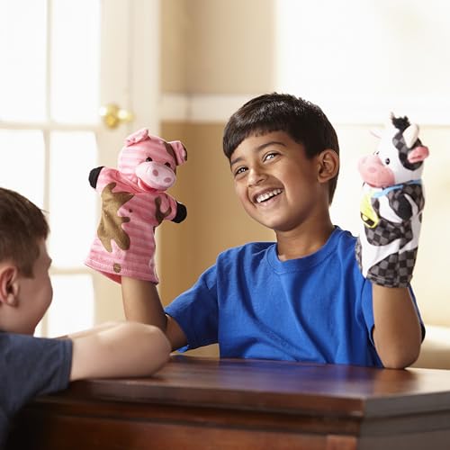 Melissa & Doug Farm Friends Hand Puppets (Set of 4) - Cow, Horse, Sheep, and Pig Soft Puppets for Kids and Toddlers Ages 2+