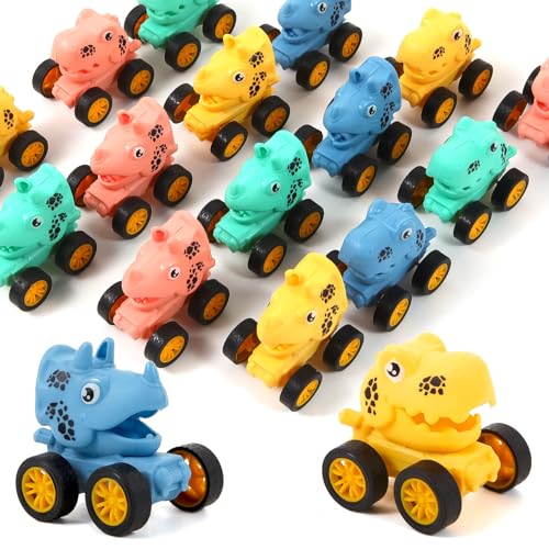 18Pcs Dinosaur Pull Back Cars Set for Kids, Bulk Mini Racing Vehicles Toys Party Favors, Pinata Fillers, Goodie Bag Stuffers, Classroom Prizes for Boys Girls