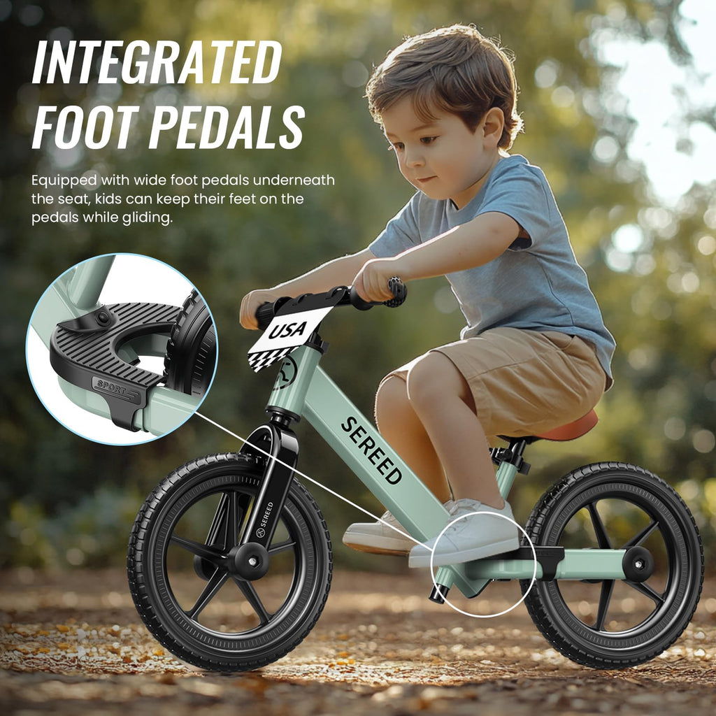 SEREED Toddler Balance Bike 2 Year Old Adjustable Bike Toy for 2-5 Boy Girl | No Pedal Toddler Bike, Kids Training Bike with Customize Plate & 3pcs Stickers, Birthday Gift for 2-3 Boys Girls (Mint Green)