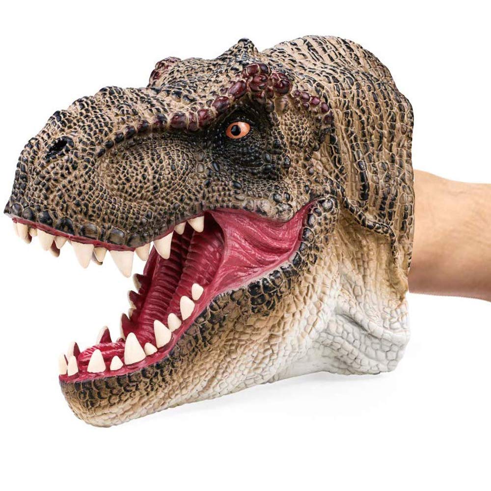 Tyrannosaurus Rex Dinosaur Hand Puppet Toy, Dino Figure Puppets | Battle T-Rex Head Party Role Play Games for Kids, Realistic Dinosaur Soft Rubber Bathing Toys for Boys Girls Gift 3-12