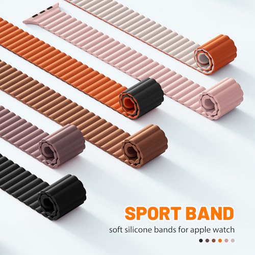 Magnetic Sport Bands for Apple Watch Band 40mm 38mm 41mm 42mm 44mm 45mm 46mm iWatch bands for Women Men,Silicone Loop Strap Wristband for Apple Watch Series 12 11 10 9 8 7 6 5 4 3 SE 3/2nd Ultra 49mm