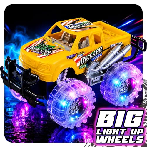 ArtCreativity Light Up Monster Truck Toys for Toddler Boys, Toy Cars Gift | Push and Go Friction Powered Cars, 2-Pack, Toddler Boys Age 2-4, Kids Ages 4-8, Birthday Gift, Batteries Included