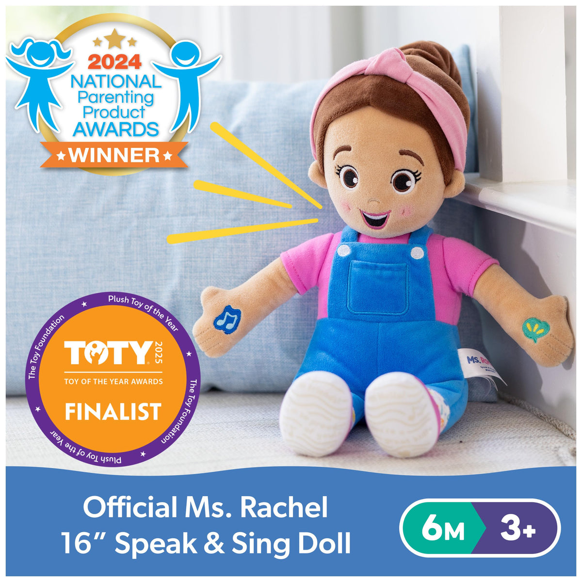 Ms. Rachel Speak & Sing Doll, 16-Inch Interactive Toy with Sounds | 4 Songs & 16+ Phrases, Encourages Speech, Volume Control, Toddler Toys For Girls And Boys Ages 6 Months to 3+