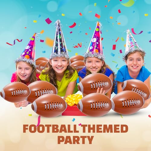 12-Pack Inflatable 16-Inch Footballs for Kids Party Decorations & Favors | Blow-Up Sports-Themed Beach Balls for Game Day & Birthday Supplies and Decorations, Goodie Bag Stuffers