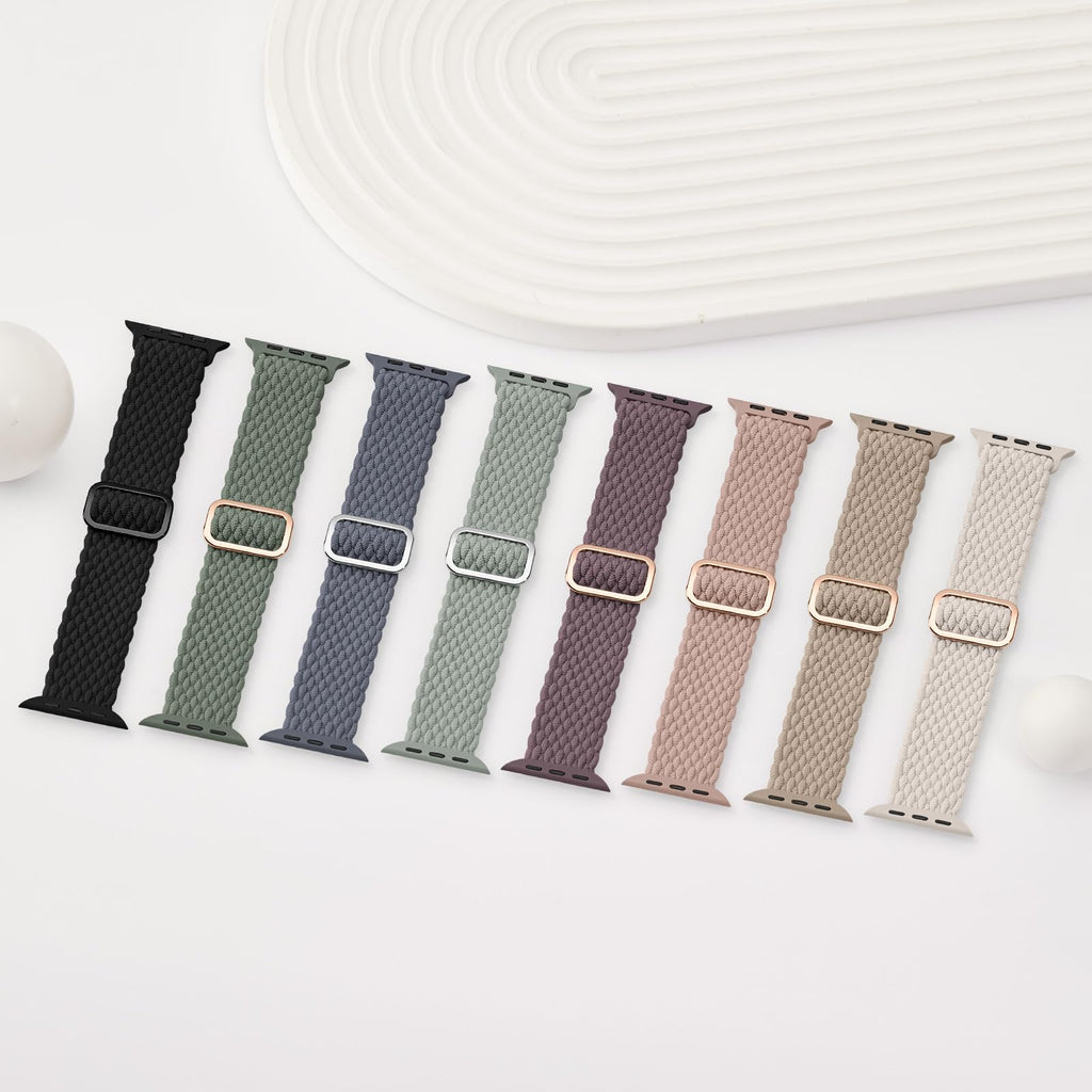 4 Pack Braided Stretchy Band Compatible with Apple Watch Bands Women Men | 40/41/38/42/44/45/46/49mm Breathable Nylon Elastic Daily Use Straps for iWatch Series 12 11 10 9 8 7 6 5 4 3 SE Ultra 4-1