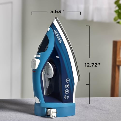 BLACK+DECKER Steam Iron for Clothes with Retractable Cord | Retractable-cord steam iron with anti-drip, vertical steam, auto clean and spray mist for easy ironing.
