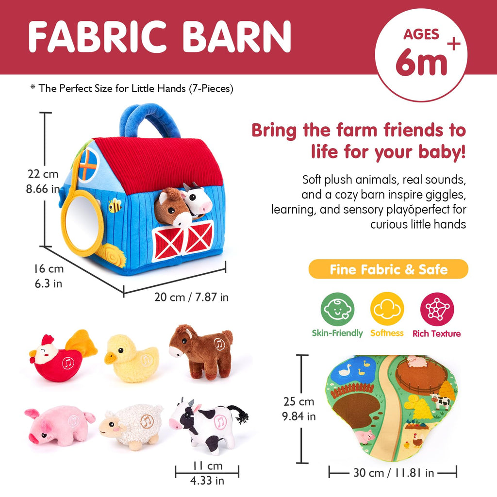 hahaland Baby Toys 6-12 Months, Surprise Barn Farm Animals with Sounds Word | 6PCS Farm Toys Montessori Toys for 6 Month Old Baby Gifts Toddlers Christmas Stocking Stuffers 1 Year Old Boy Girl Gifts