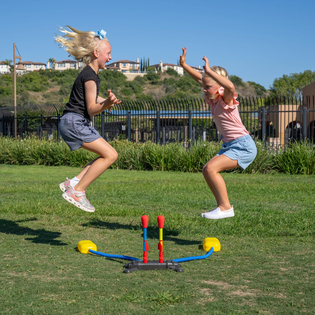 Stomp Rocket Original Dueling Rocket Launcher for Kids, 8 Rockets | Fun Outdoor Toys for Boys & Girls, Ages 5 & Up - Soft Foam Tipped Blaster Set with Mutiplayer Launch Stand Soars Up to 200ft