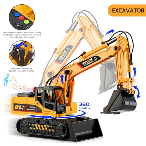 LerBao 2 Pack Construction Engineering Truck Toys,Moveable Claw Excavator & Lifting Back Dump Truck Toy for 3 4 5 6 7 8 Years Old Boys Kids Childs Toddlers Christmas Birthday Gifts
