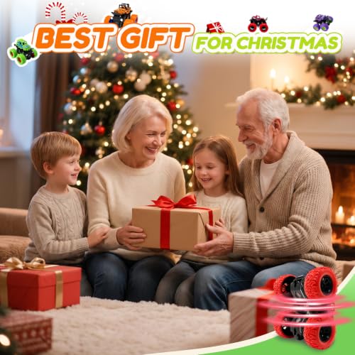 taessv Monster Truck Toys, 4 Pack Friction Powered Toy Cars Push and Go Truck Toys for Toddlers Kids Ages 2-4 3-5 4-7 Best Christmas Birthday Gift Party Favors for Boys and Girls 2 3 4 5 6 7 Year Old