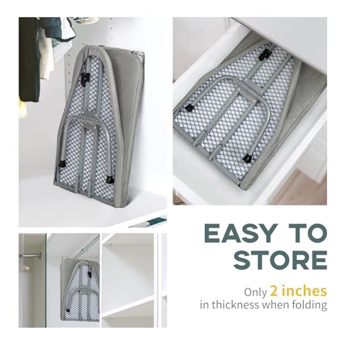 RAINHOL Gray Mini Tabletop Ironing Board 31"x12" | Metal Foldable with Iron Rest, Heat Resistant Cover for Travel Small Space