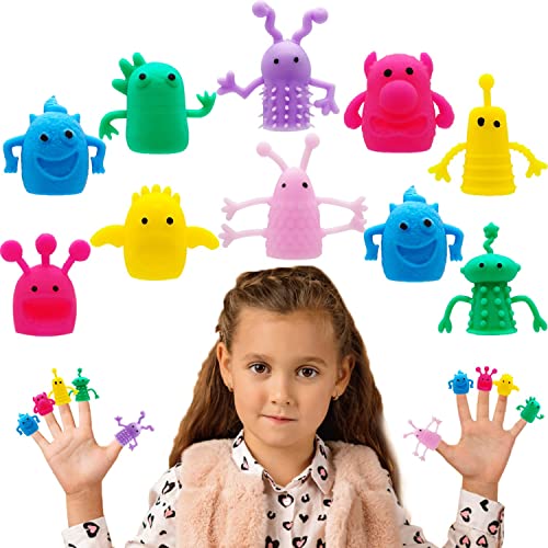 20 PCS Cute Monster Stretchy Finger Puppets Fidget Toys | Soft Rubber Finger Doll Toys for Role Playing,Party,Christmas,Easter Halloween Party Favors