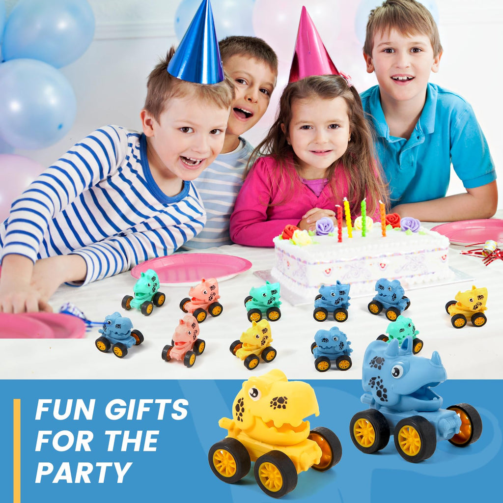 18Pcs Dinosaur Pull Back Cars Set for Kids, Bulk Mini Racing Vehicles Toys Party Favors, Pinata Fillers, Goodie Bag Stuffers, Classroom Prizes for Boys Girls