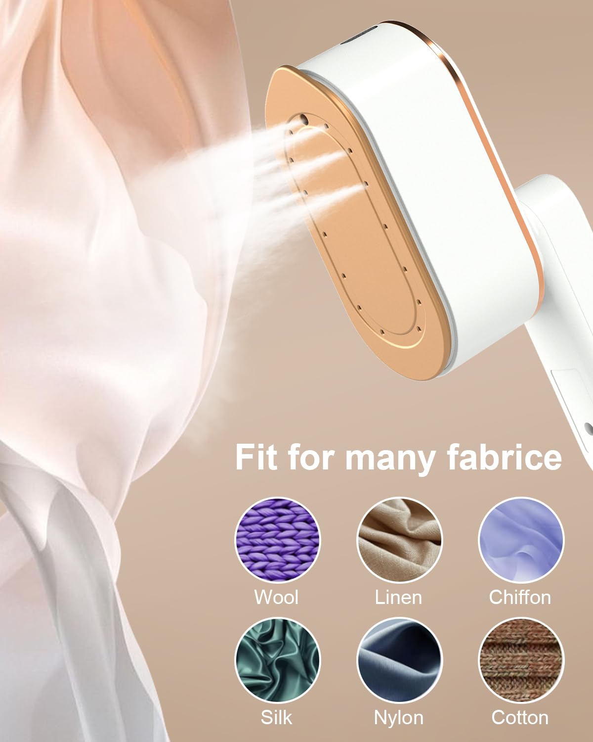 Travel Steamer Iron for Clothes - 1200W Handheld Size Portable Travel Steamer, 3 Steam Levels Clothes Steamer with LCD Screen, 10S Fast Heat-up Steamer for Dress Shirt Home Travel (White)