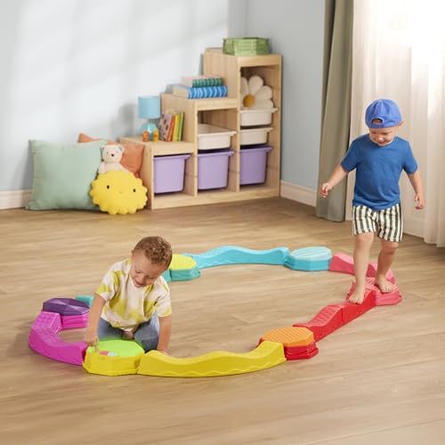 B. toys Balance Beam Set, Musical Wavy Beams & Sensory Stones | Balance & Groove Set with 8 wavy beams, 5 sensory stones, and 1 musical stepping stone for indoor or outdoor play, 3+ Years