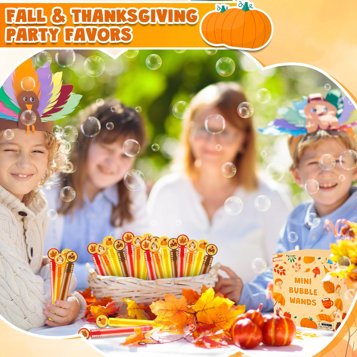 Fall Mini Bubbles Party Favors for Kids 20-64Pack, Thanksgiving Toys Gifts Prizes Games for Toddlers, Autumn Friendsgiving Goody Treat Bag Stuffers Supplies School Candy Basket Filler Stuff