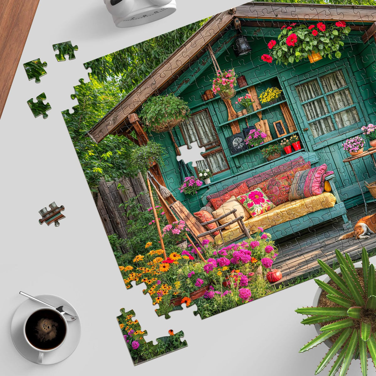 TangMosaic 1000 Piece Puzzle for Adults, Flower House Jigsaw Puzzle, Family Impossible Challenging Puzzles Game, Interlock Perfectly No Dust, Home Decoration, Gifts for Parents Halloween Christmas