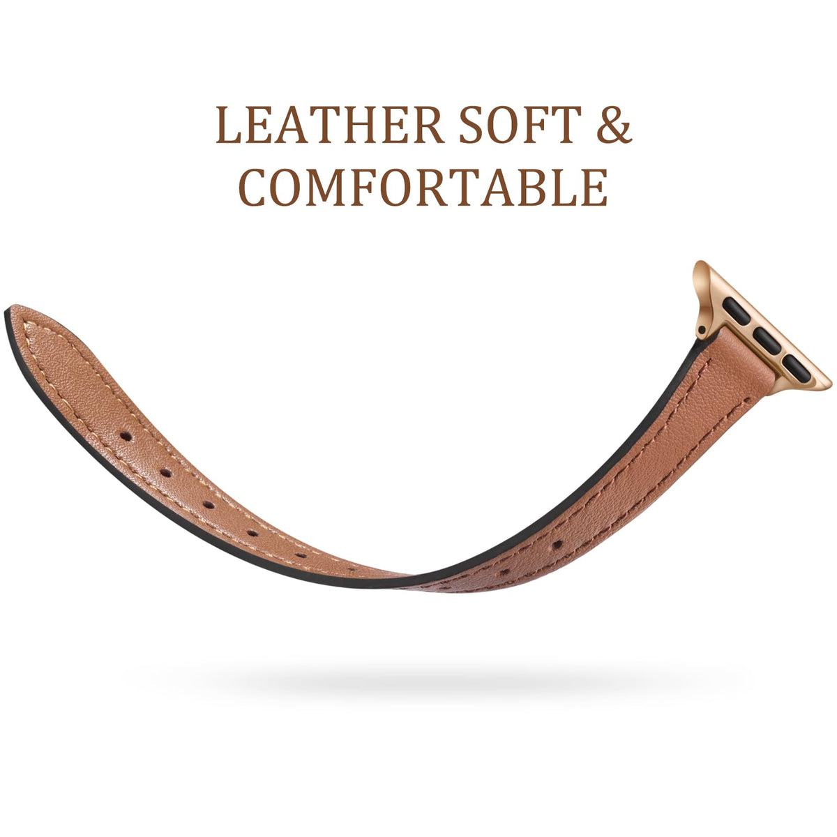 Charlam Slim Leather Band Compatible with Apple Watch Bands for Women 40mm 38mm 41mm 42mm 44mm 45mm 46mm, Top Grain Genuine Leather Strap Thin Wristband for iWatch Series 12 11 10 SE 9 8 7 6 5 4 3 2 1