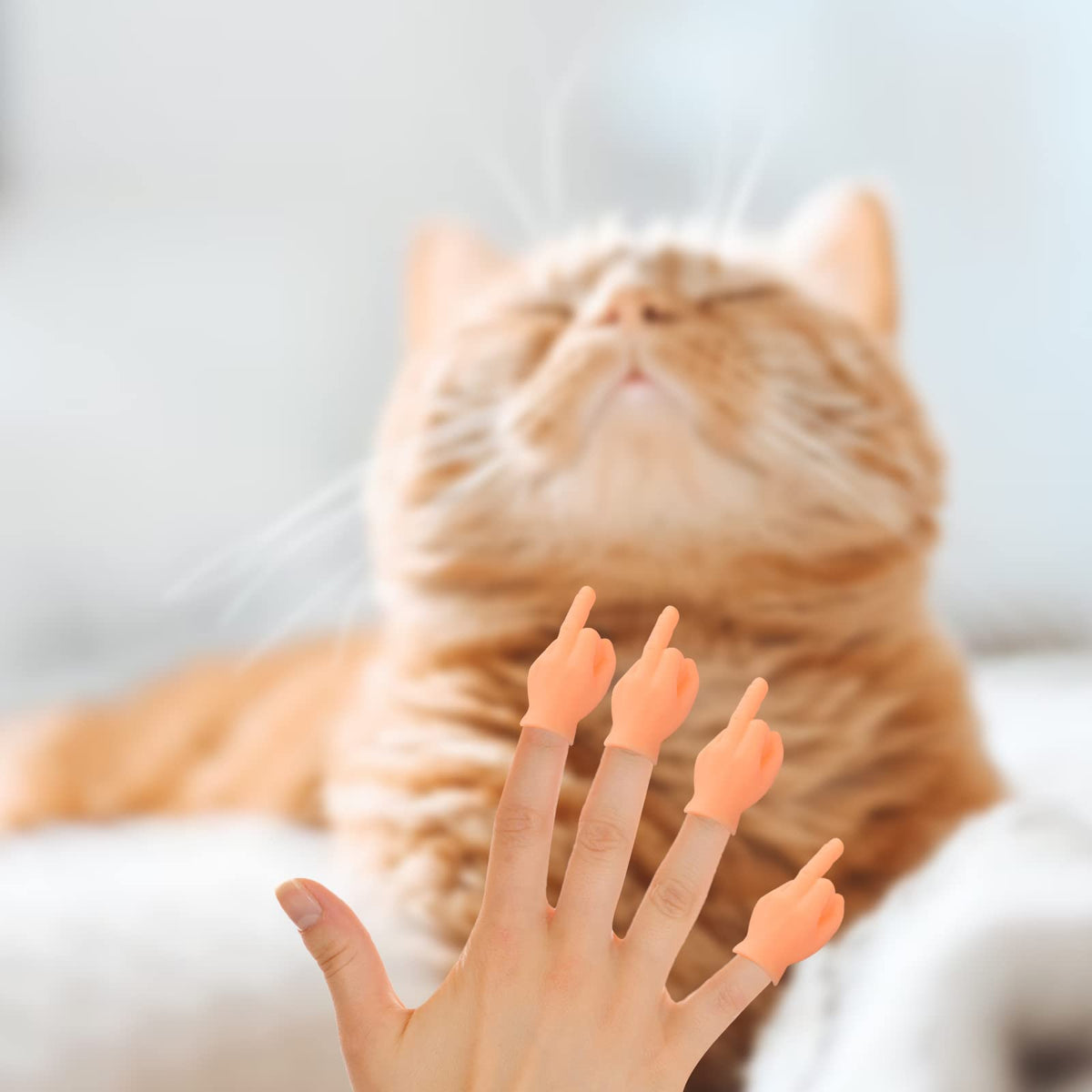 Tiny Hands for Fingers - 10 Pcs Cute Mini Hand Puppet (Middle Finger Sign) Premium Rubber